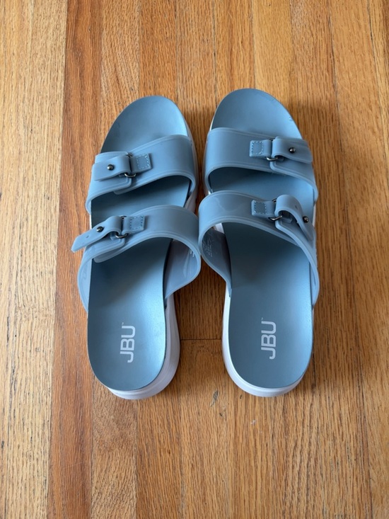 JBU Shoes - JBU Dusty Blue Double Buckle Slide Sandals